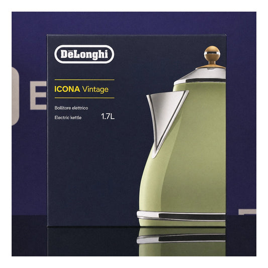 De'Longhi | KBOV 2001.GR | Bouilloire | Icona Vintage | 2000W | 1,7L | Base 360° | Vert Olive