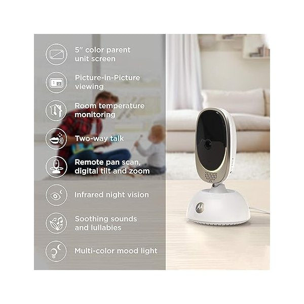 Motorola | Wi-Fi Video Baby Monitor with Mood Light | VM85 CONNECT 5.0"
