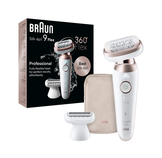 Braun Epilator | SES9-030 3D Silk-Epilk 9 Flex | Wet & Dry | White/Rose