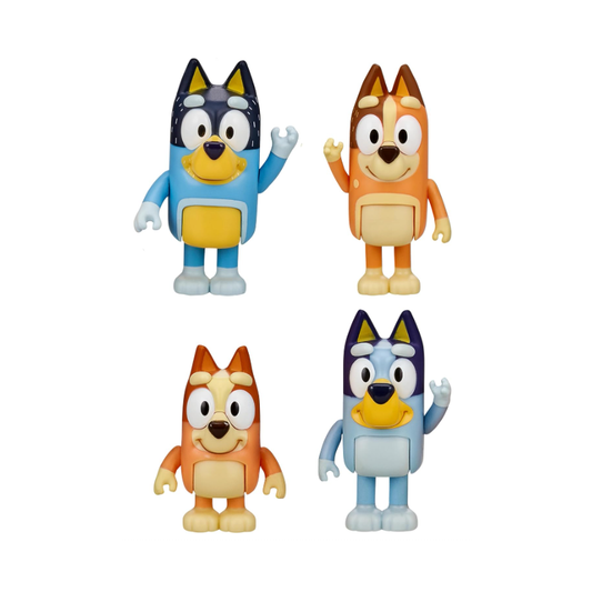 BlueY Set of 4 Family | Bingo | Bandit | Chilli | Figures 6.4 - 7.6 cm | 3+