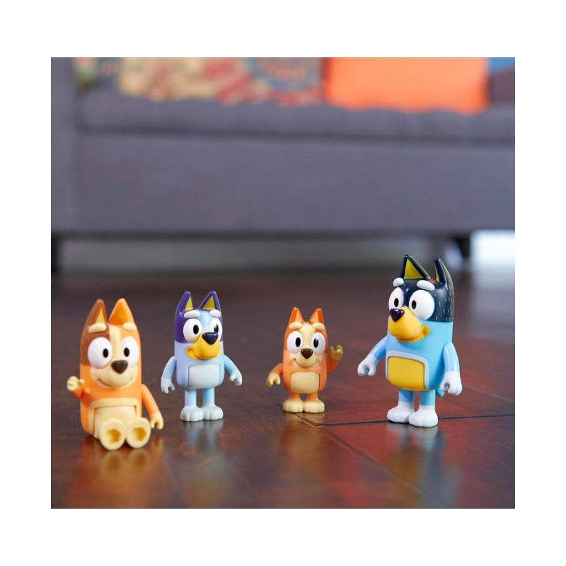 BlueY Set of 4 Family | Bingo | Bandit | Chilli | Figures 6.4 - 7.6 cm | 3+