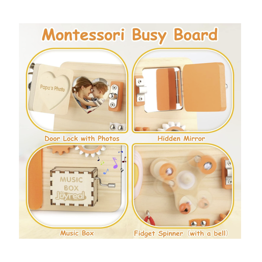Joyreal Montessori Busy Board | Motor Skills & Sensory Learning Activity Board | 1.5+