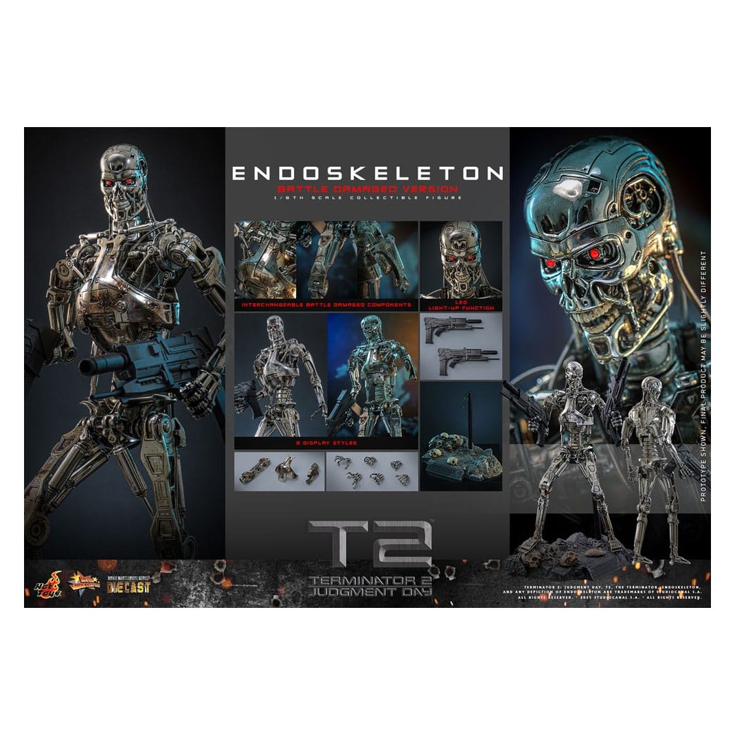 Terminator 2: Judgment Day Movie Masterpiece Die-cast Action Figure 1/6 Endoskeleton (Battle Damaged Version) 31 cm