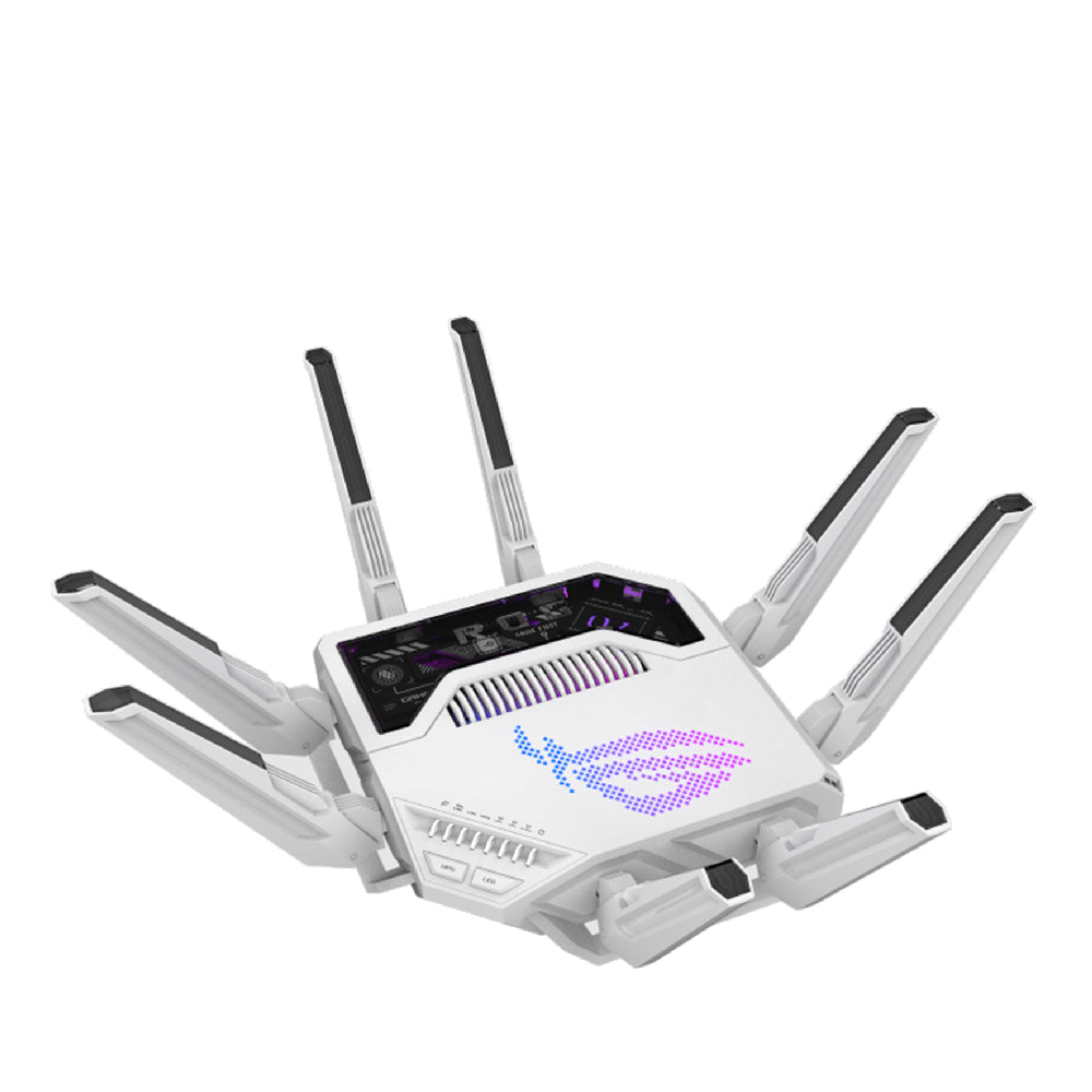 Asus ROG Rapture GT-BE19000AI - wireless router | Quad-Band WiFi 7 | 2.4/5/6 GHz | 6-port switch | 10G Ports | AiMesh | White