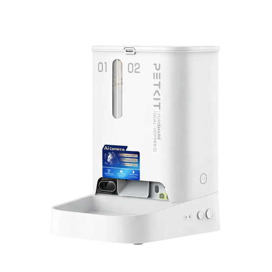 PETKIT YumShare Dual-hopper 2 Automatic Feeder with Camera | Capacity 5 L | White