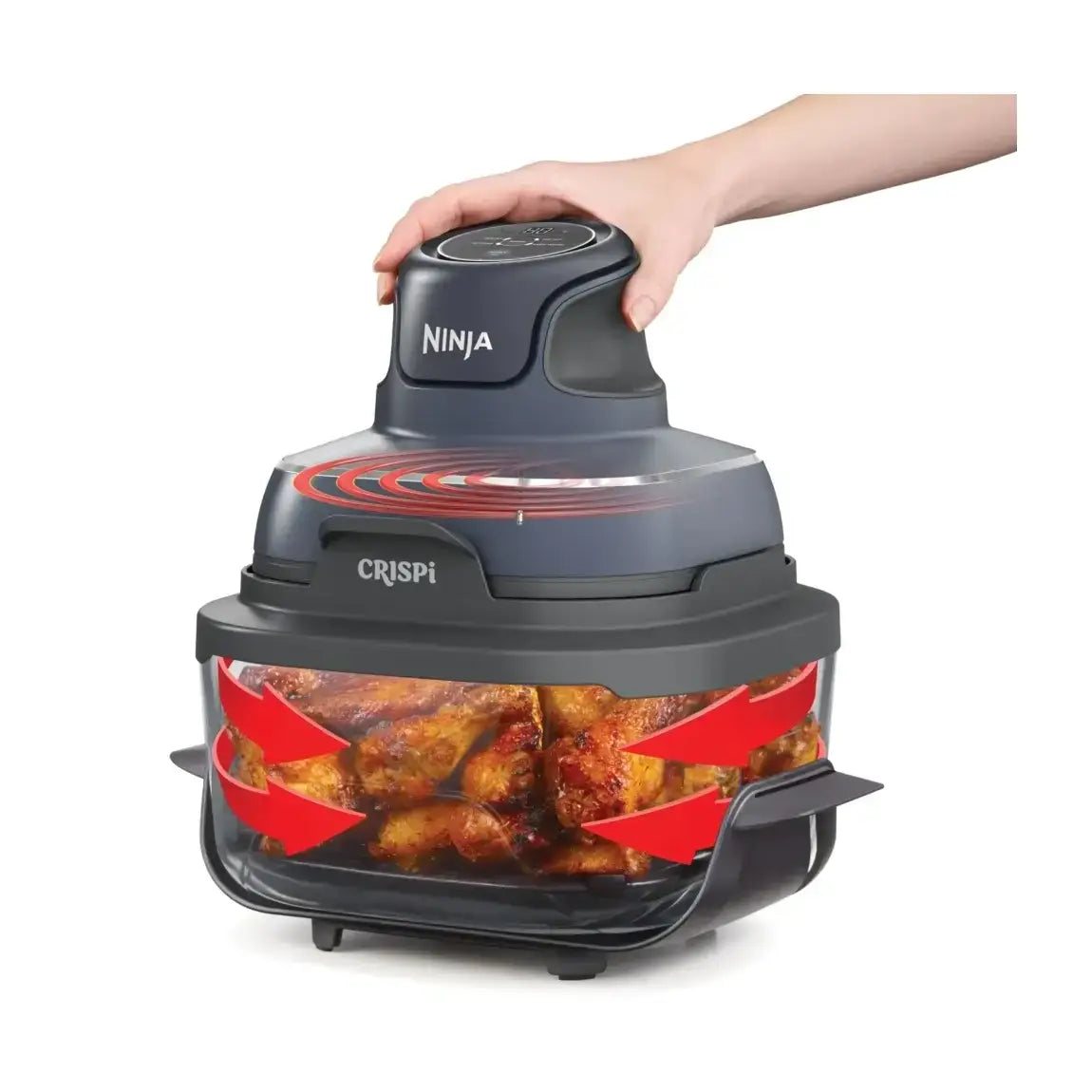 NINJA | 4-in-1 Portable Glass Air Fryer | FN101EUGY Crispi | Power 1700 W | Capacity 3.8 L