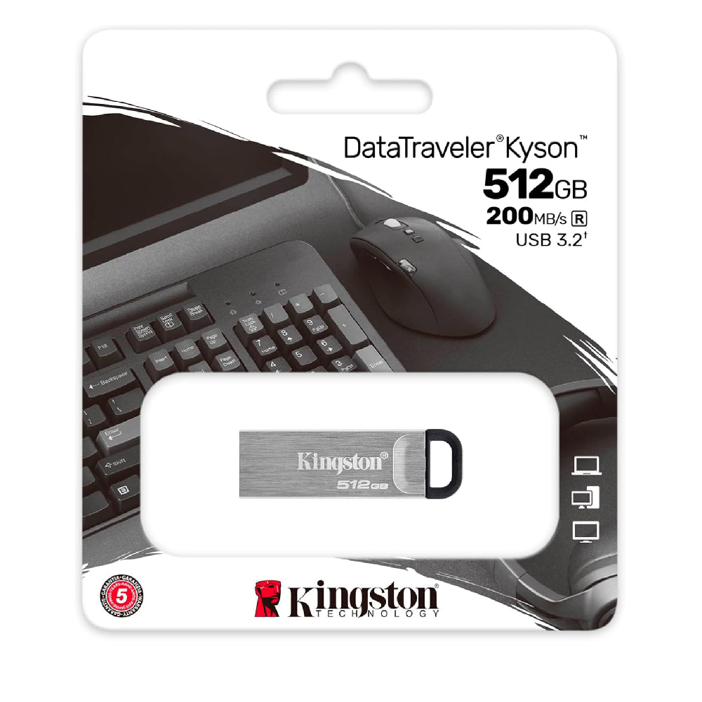 Kingston | DataTraveler Kyson USB Flash Drive | 512 GB | Type-A USB 3.2 Gen 1 | Silver