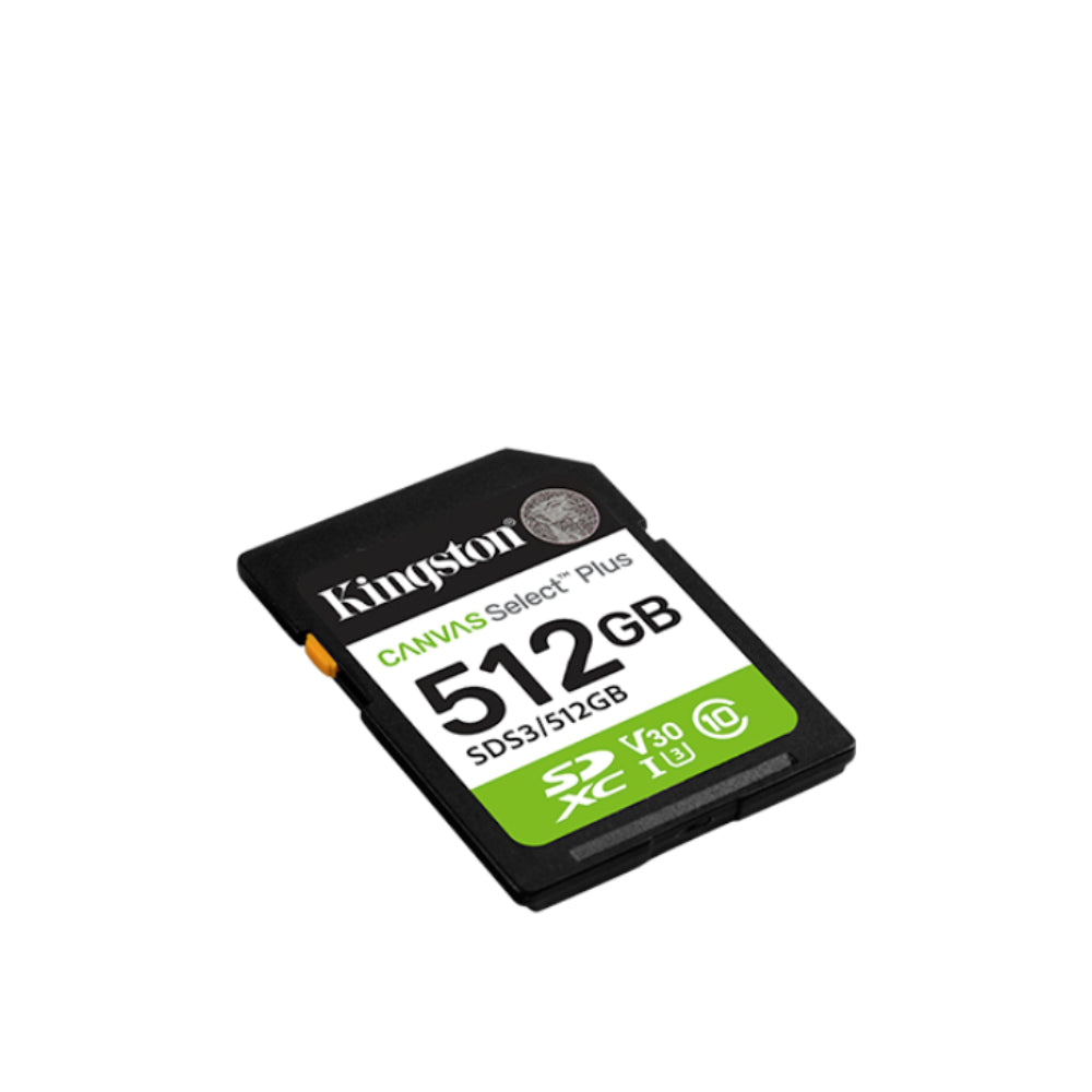 Kingston | Canvas Select Plus SDXC Memory Card | 512 GB | UHS-I U3 V30 Class 10 | 150MB/s Read