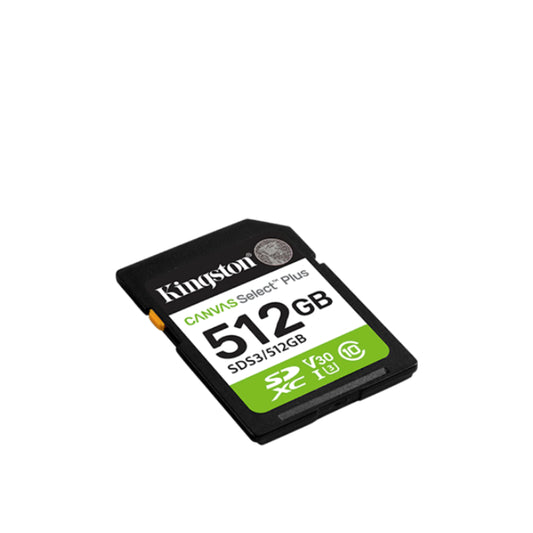 Kingston | Canvas Select Plus SDXC Memory Card | 512 GB | UHS-I U3 V30 Class 10 | 150MB/s Read