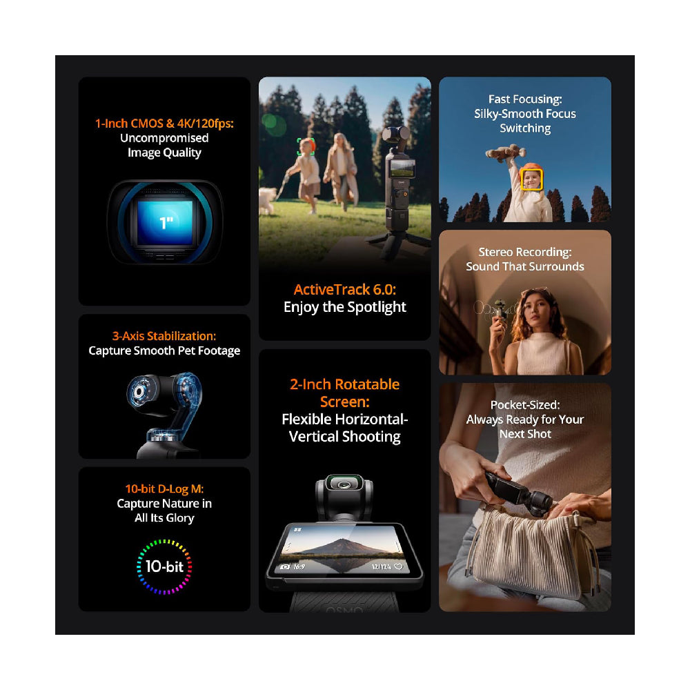 DJI | Osmo Pocket 3 | 1" CMOS Gimbal Camera Creator Combo | Black