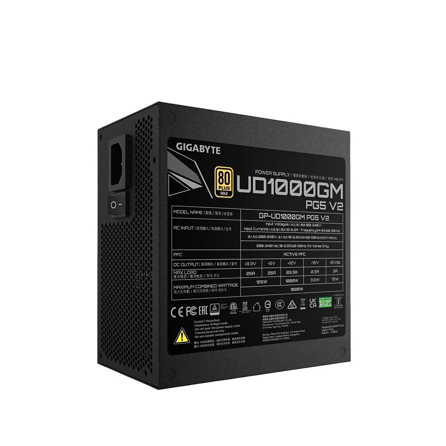 Gigabyte | Power Supply | ATX 12V v3.1 | UD1000GM PG5 V2 | 1000 W