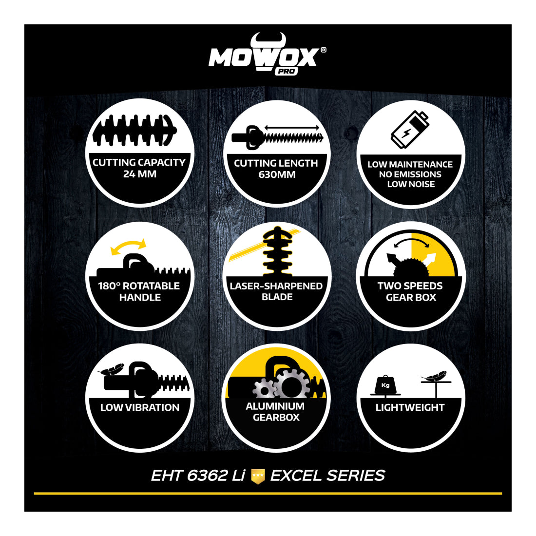 MoWox EHT 6362 Li | 62V Excel Cordless Hedge Trimmer | Tool Only