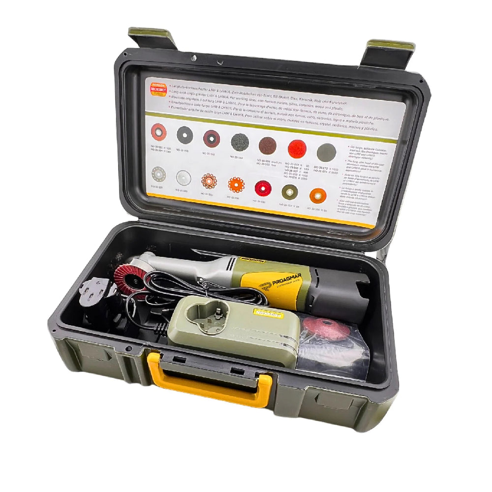 PROXXON | Micromot LHW/A | Cordless Long-Neck Angle Grinder | Green/Yellow