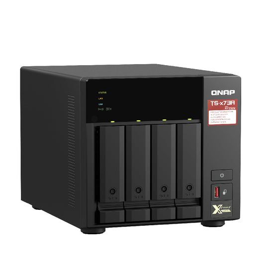 QNAP | TS-473A-8G | 4-Bay QTS/QuTS hero NAS | AMD Ryzen V1500B | 8GB RAM | 2x 2.5GbE | Tower
