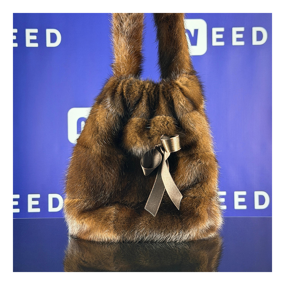 Classic Mink Handbag | Brown | Genuine Fur | Made in Latvia