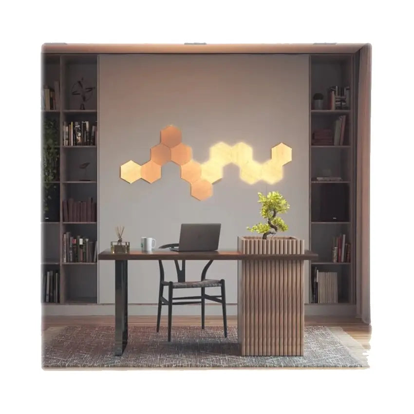 Nanoleaf | Elements Wood Look Hexagons Starter Kit (13 panels) | Cool White + Warm White