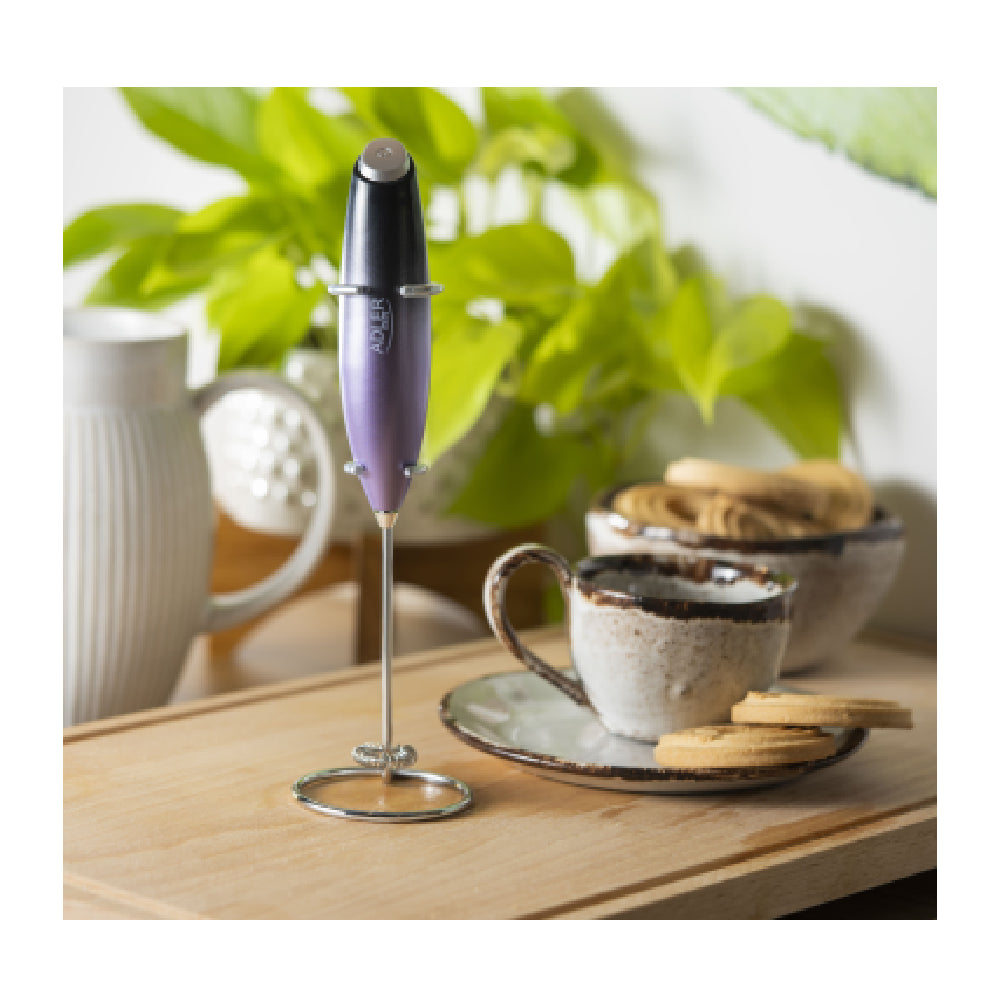 Adler | AD 4499 | Milk Frother | Stainless Steel Whisk | Cordless | Black/Purple