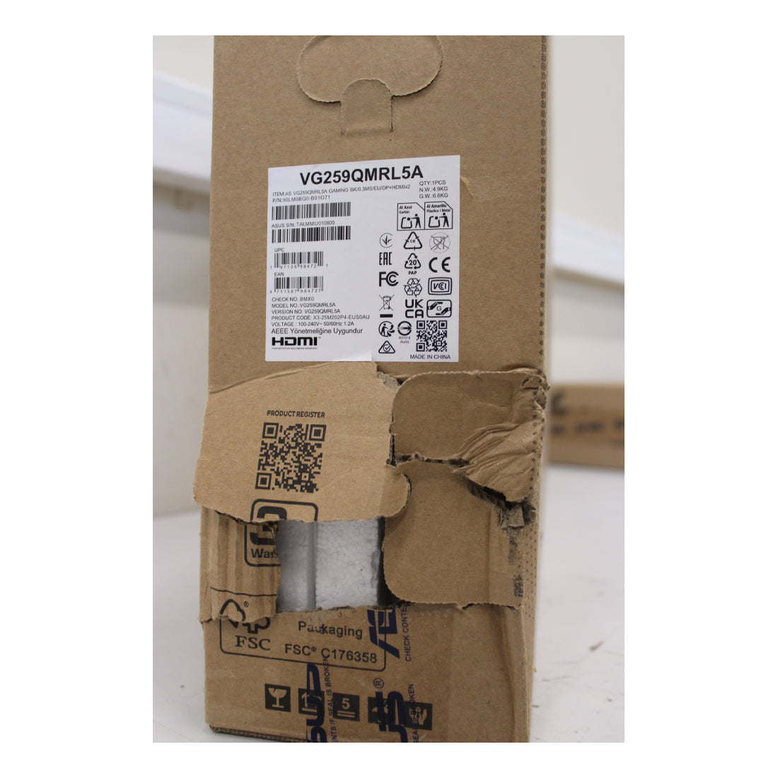 ASUS | VG259QMRL5A | 24.5" | IPS | Full HD 1920 × 1080 | 280 Hz | G-SYNC Compatible | DAMAGED PACKAGING | OUTLET