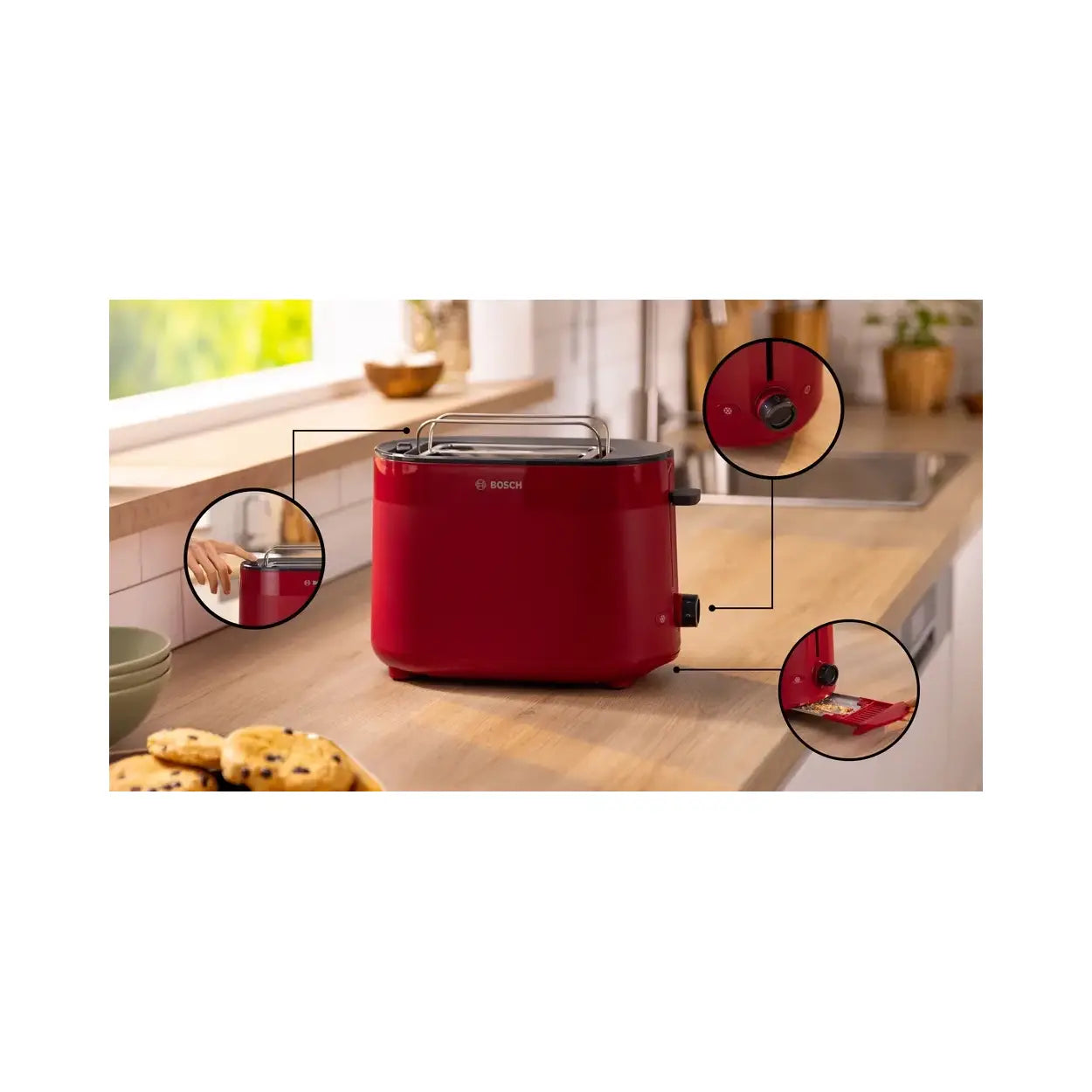 Bosch MyMoment | Toaster | TAT2M124 | 950 W | Material Plastic | Red