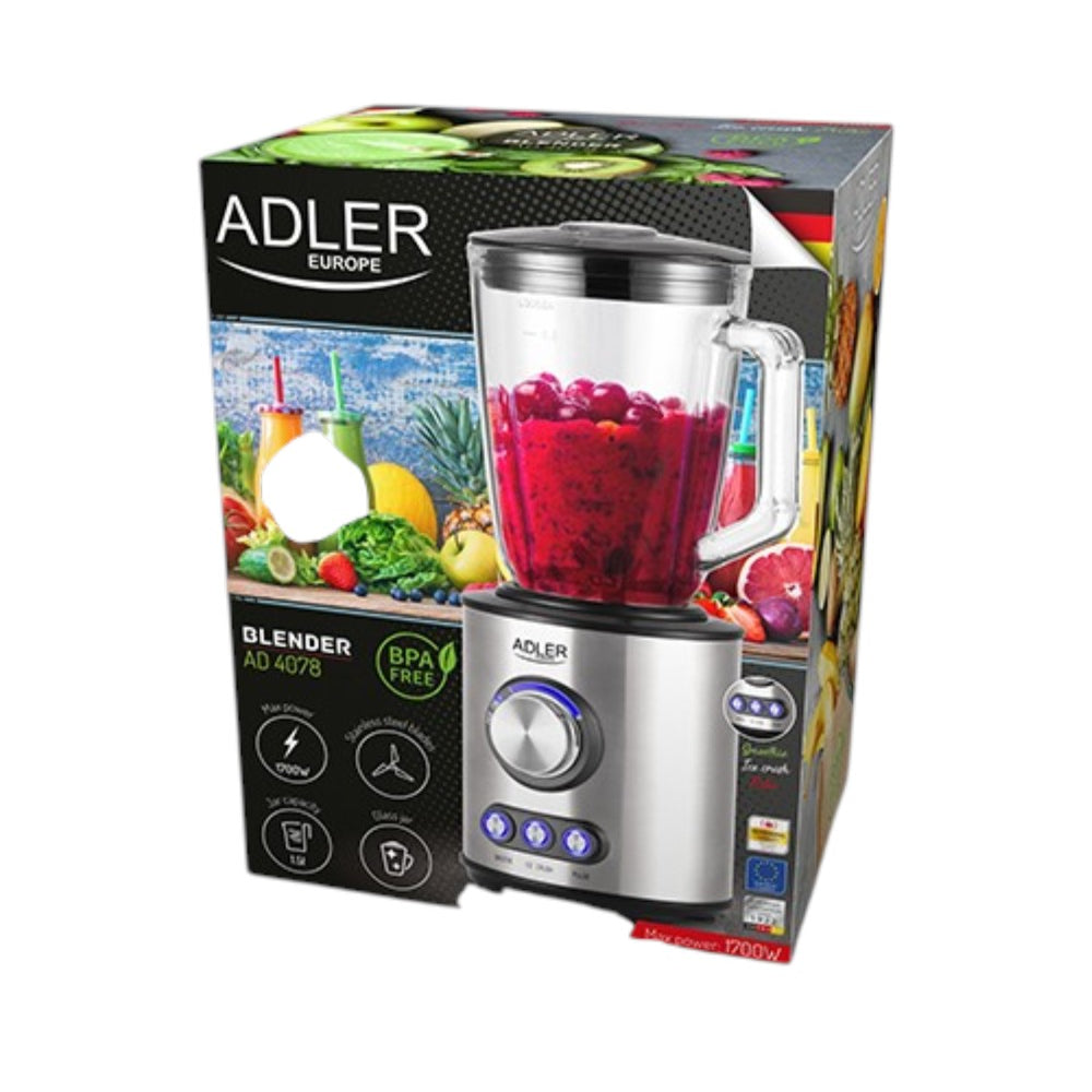 Adler | AD 4078 | Blender | 1700W | Glass Jar 1.5L | Stainless steel