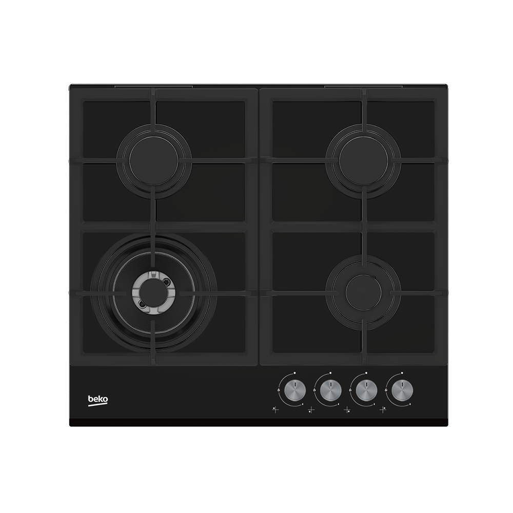 Beko | Gas Hob | HILW64235S | 4 Burners | Wok Burner | Black