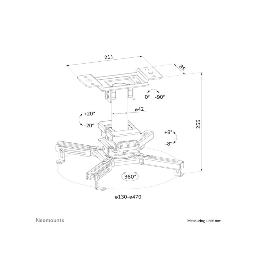 Neomounts | Projector Mounts | CL25-530BL1 Beamer Ceiling Mount | Black