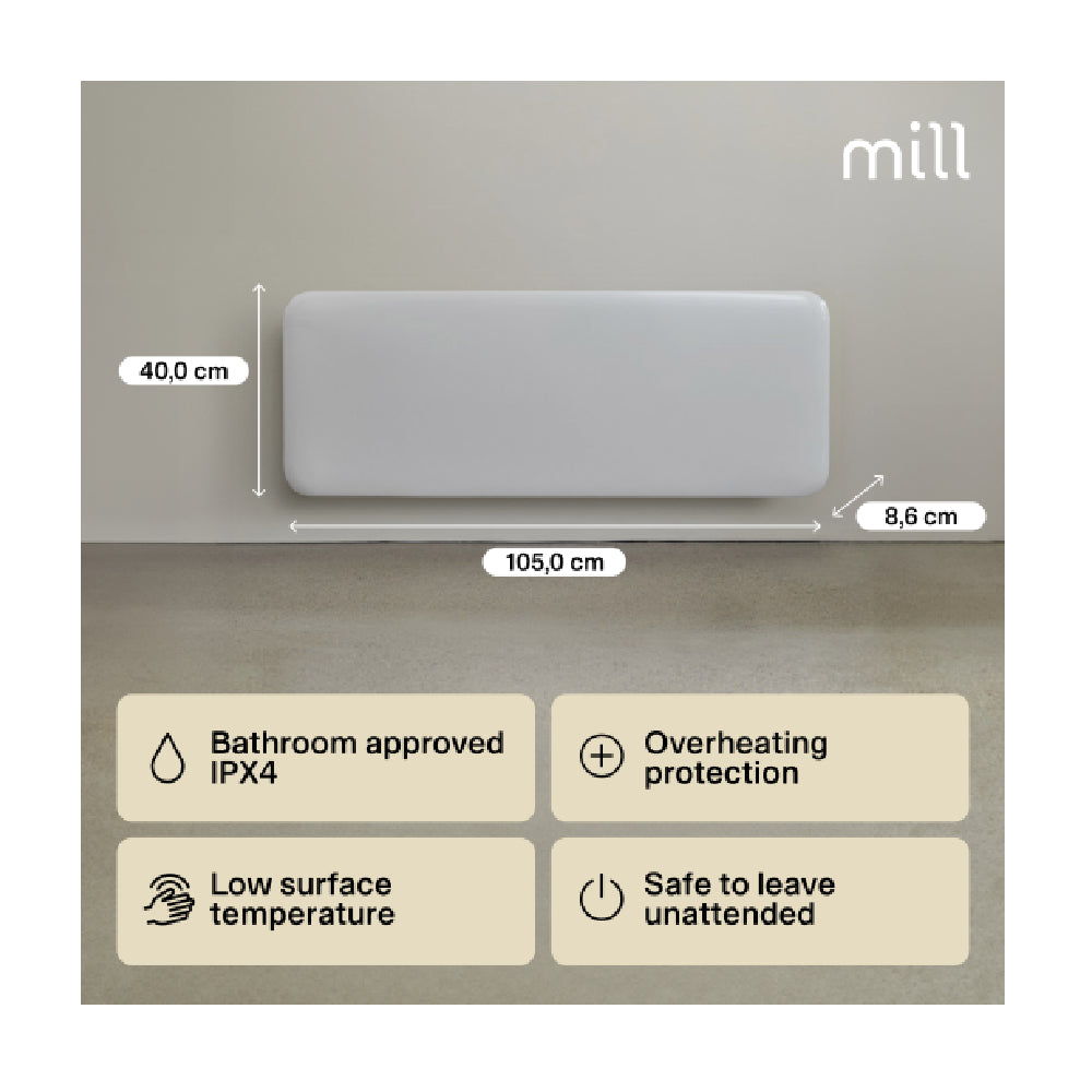 Mill | IB1200DN | Panel Heater | 1200W | Day/Night programs | IPX4 | White