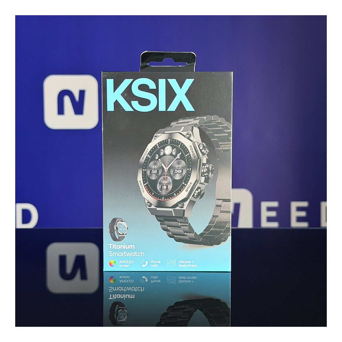 KSIX | Titanium Smartwatch | BXSW21N | 1.43" AMOLED | Bluetooth Calls | IP67 | Black