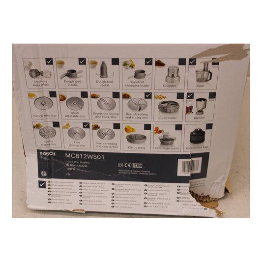 Bosch | MC812W501 | Food Processor | 1000 W | 3.9 L | White | DAMAGED PACKAGING | OUTLET