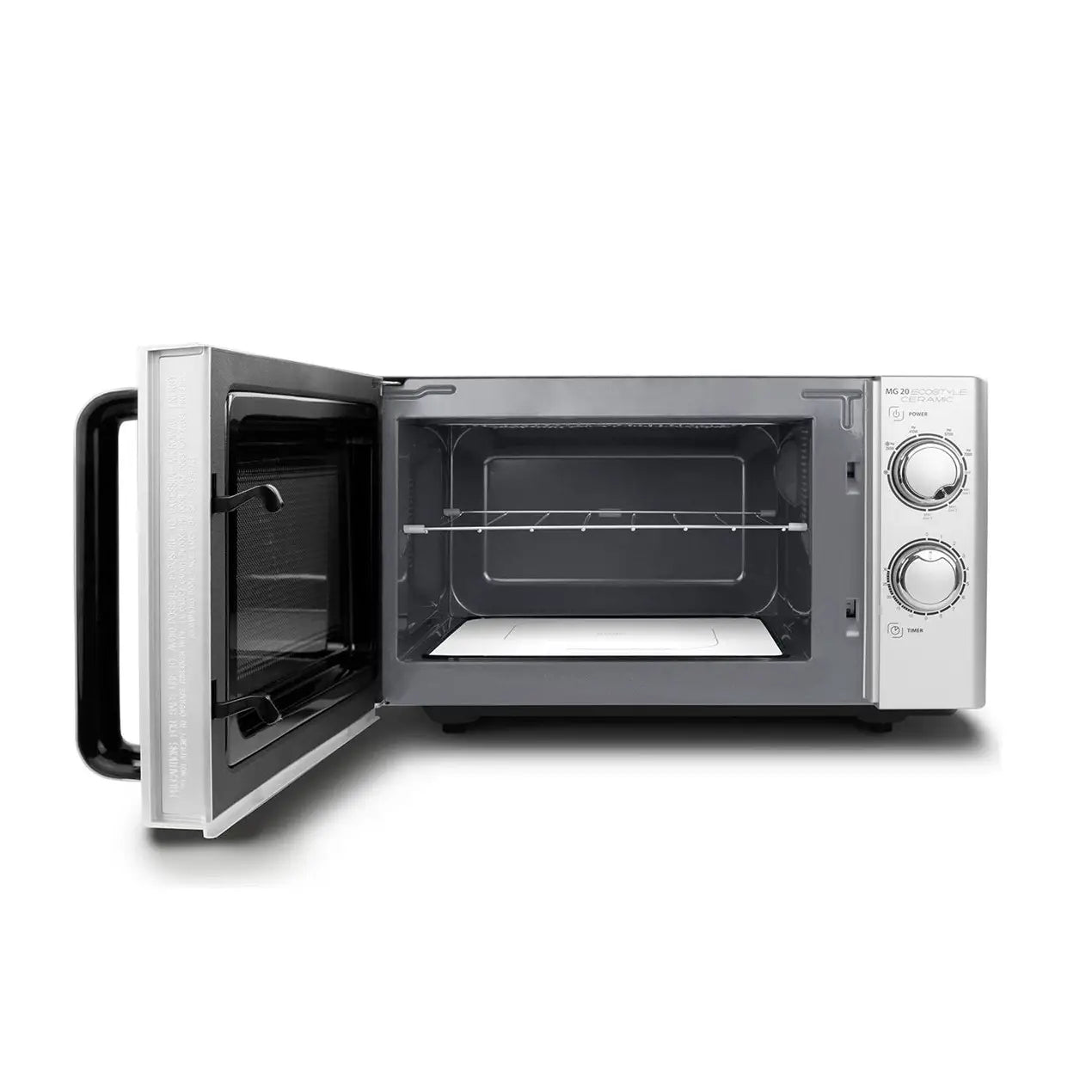 CASO Design | Mikrowelle mit Grill | MG 20 Ecostyle Keramik | 20 L | 700 W | Schwarz | Silber