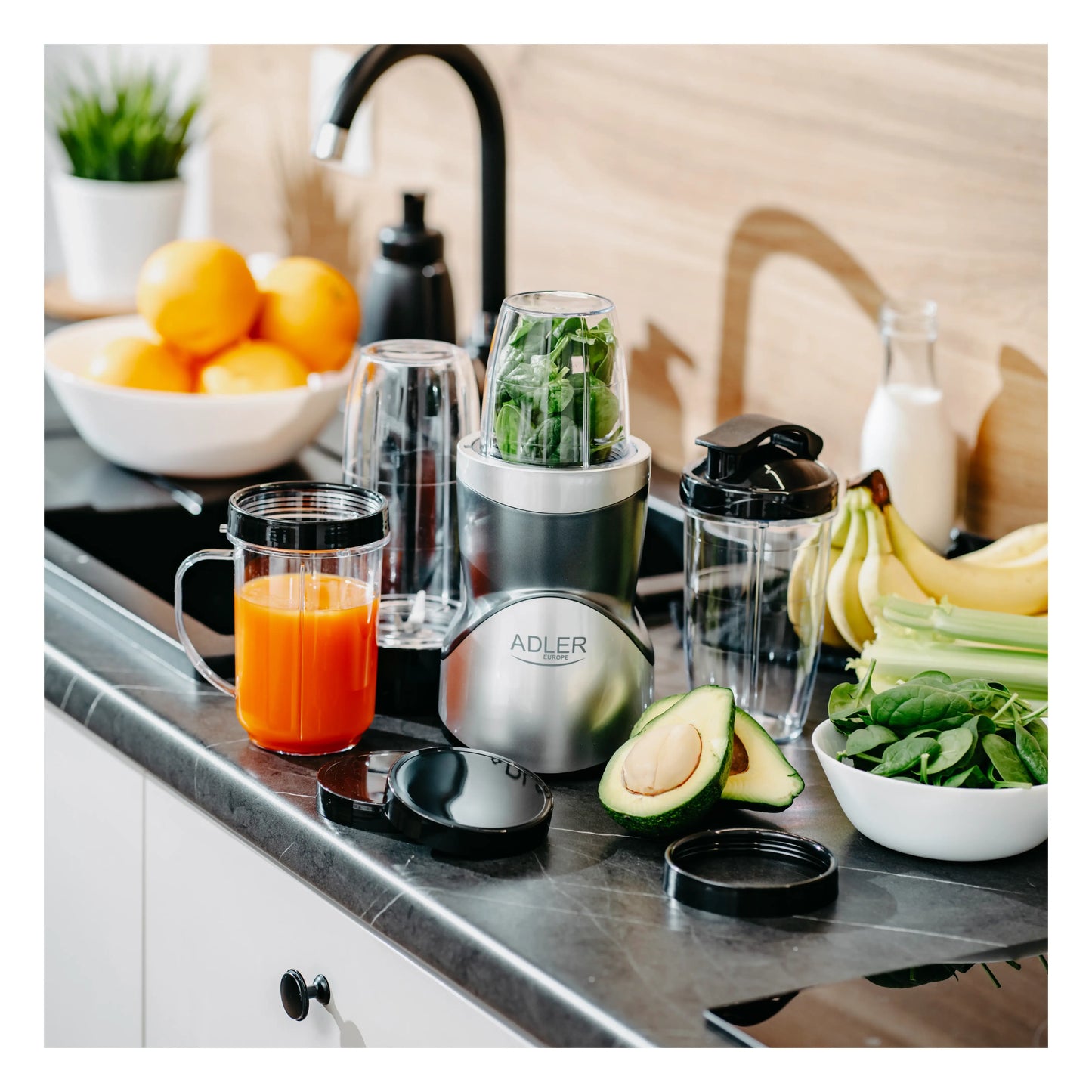 Adler | Blender Smoothie Set | AD 4084 | Standmixer | 1200 W | Edelstahl