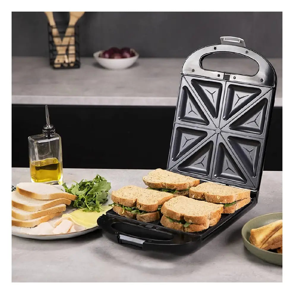 Cecotec | 3-in-1 Sandwich & Waffle Maker | Rock'nToast Family 3in1 | 1500 W | 180° Flip System | RockStone Coating | Black
