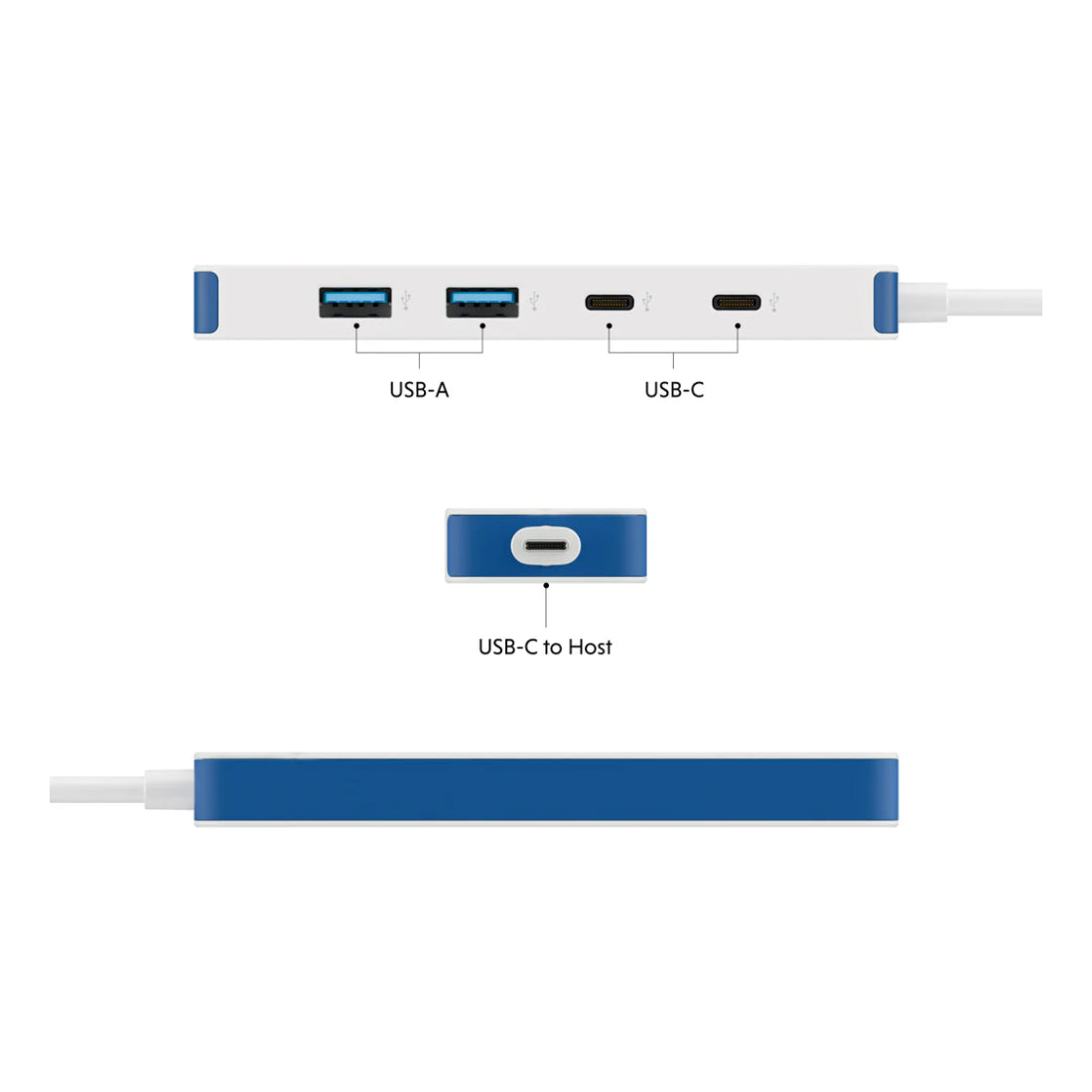 Hyper | HyperDrive Flex 4-Port USB-C Kombi-Hub | HD5200BUGL | USB-C Hub | Weiß/Blau