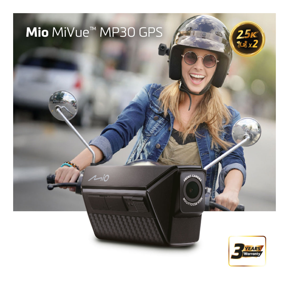 Mio | MiVue MP30 GPS | Motorcycle Dash Camera | 2.5K | GPS | Wi-Fi