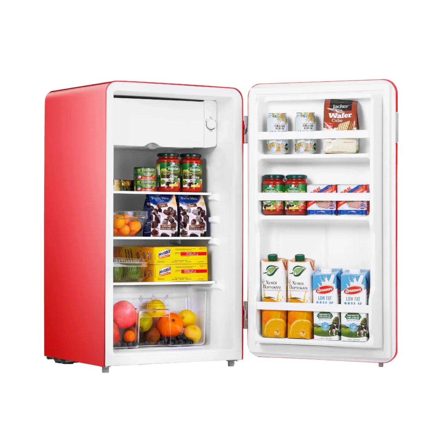 Midea | Refrigerator | MDRD142SLE32 | Freestanding | 86 cm | Tabletop | 93 L | Class E | Red