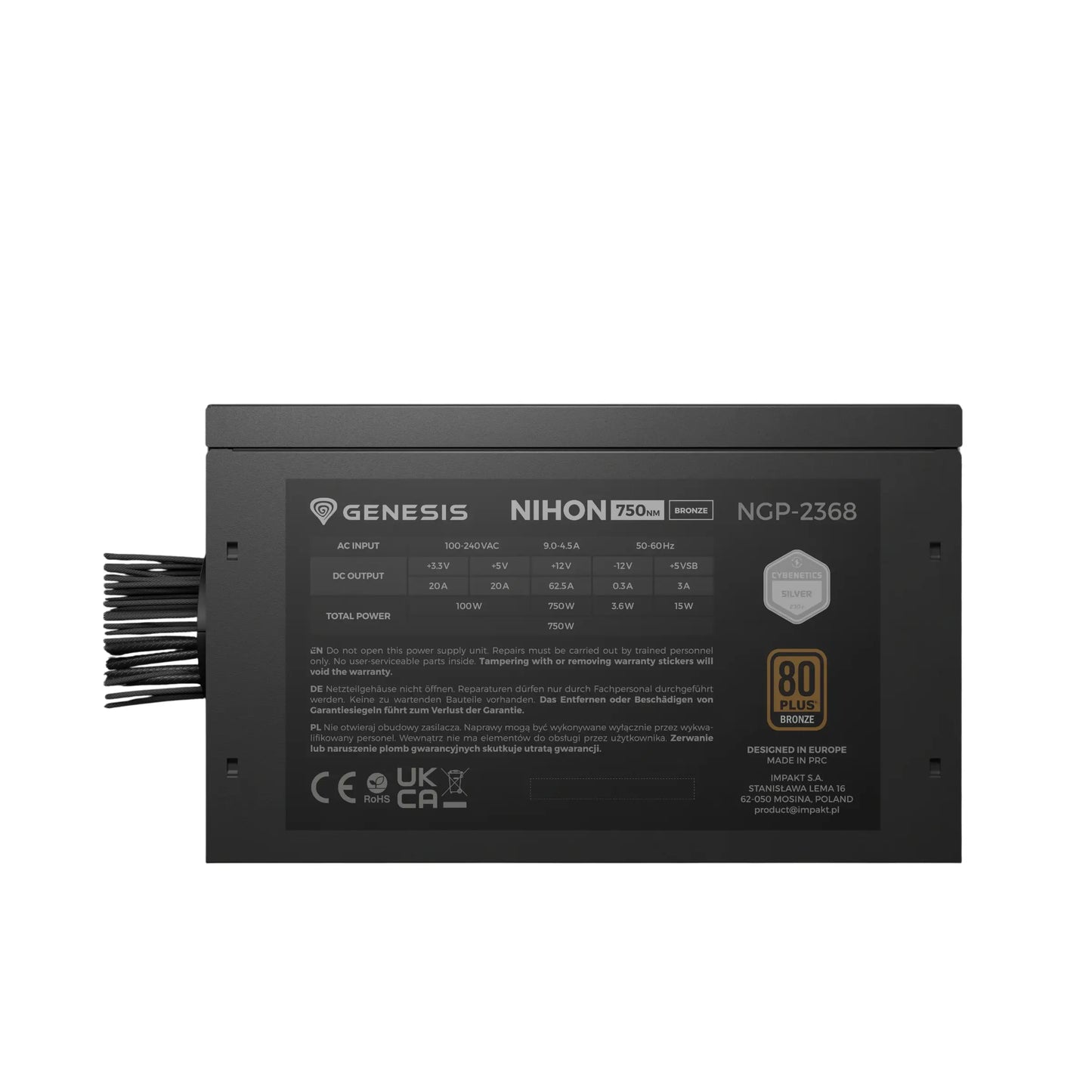 Genesis | PSU | Nihon 750NM | 750 W | 80 PLUS Bronze | Black