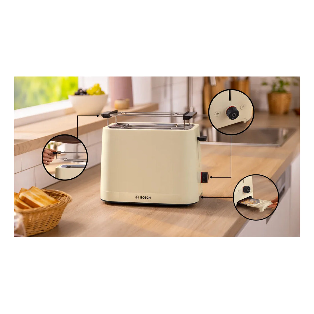 Bosch | MyMoment | TAT3M127 | Toaster | 950 W | 2 Scheiben | Creme