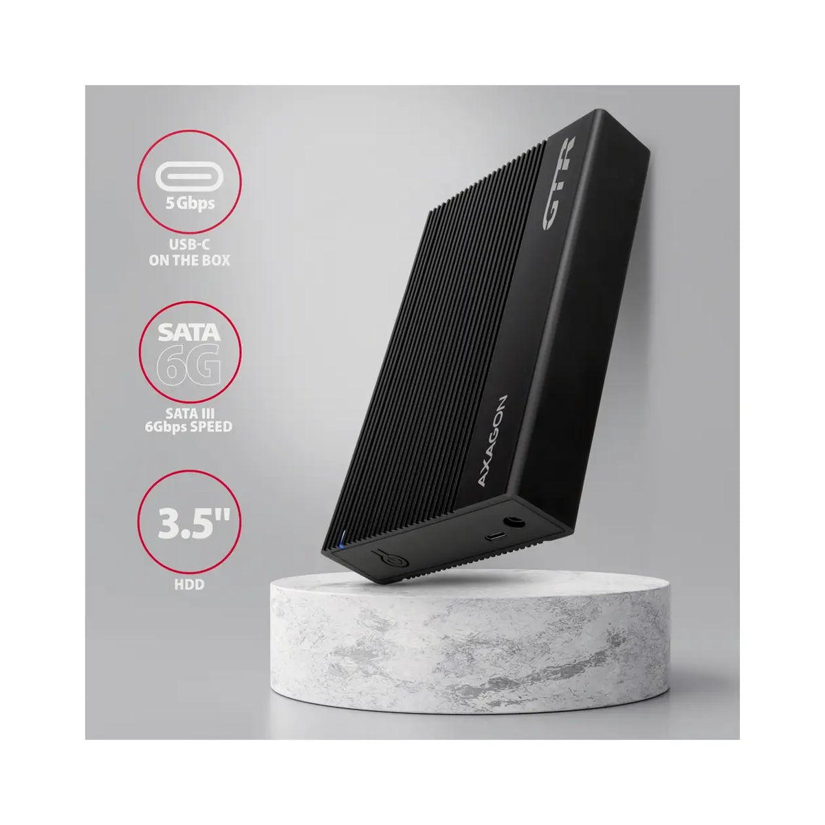 AXAGON | Storage enclosure | EE35-GTR | Hard drive | 3.5" | SATA 6Gb/s | USB-C 3.2