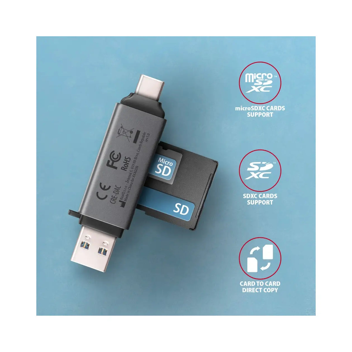 AXAGON | Card reader | USB 3.2 Gen 1 / USB-C | CRE-DAC
