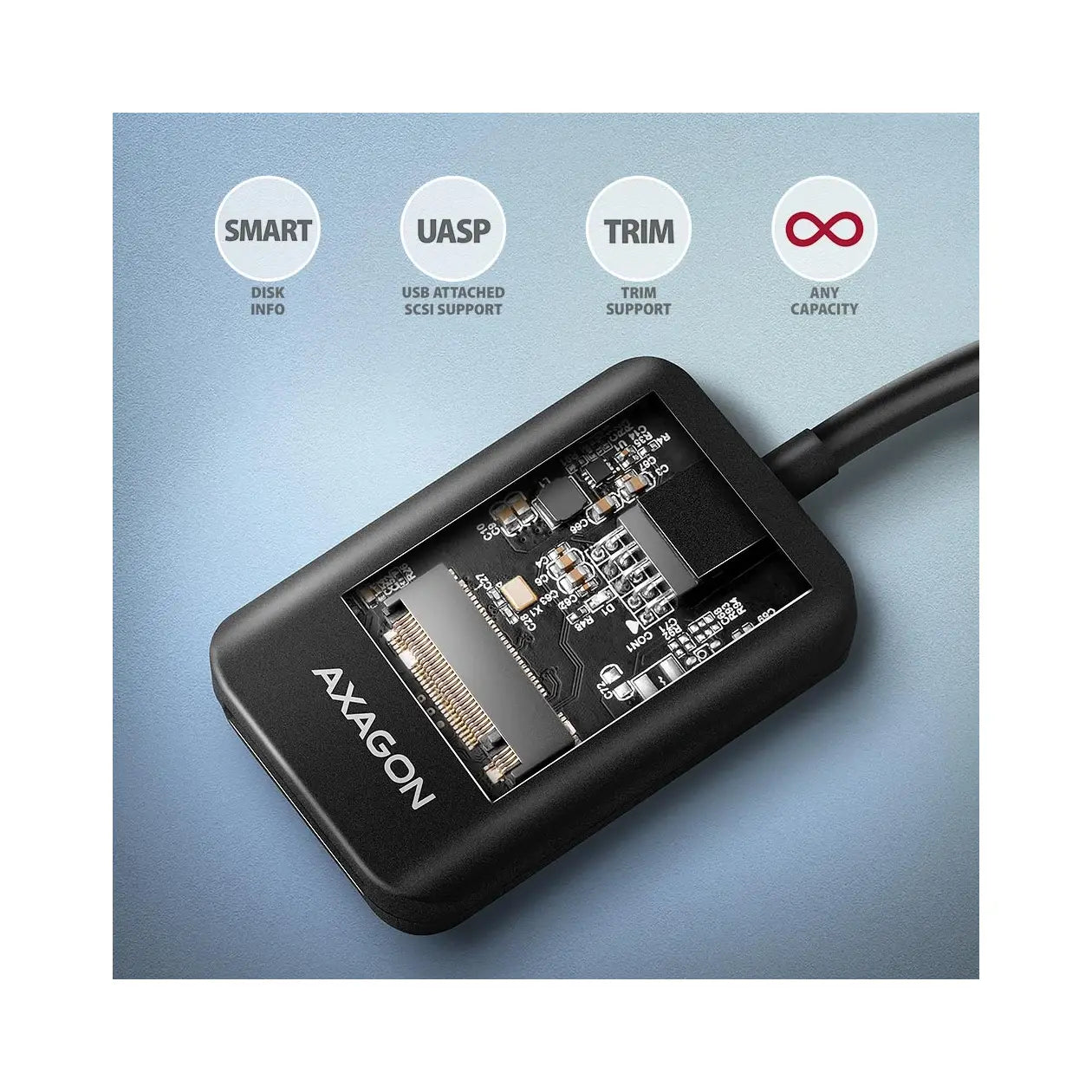 AXAGON | M.2 NVMe & SATA SSD adapter | ADM2-AM | USB-A | 10 Gbps