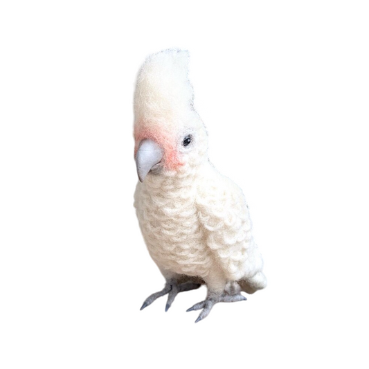 Felted sculpture of a Cockatoo Goffin | Handmade | White