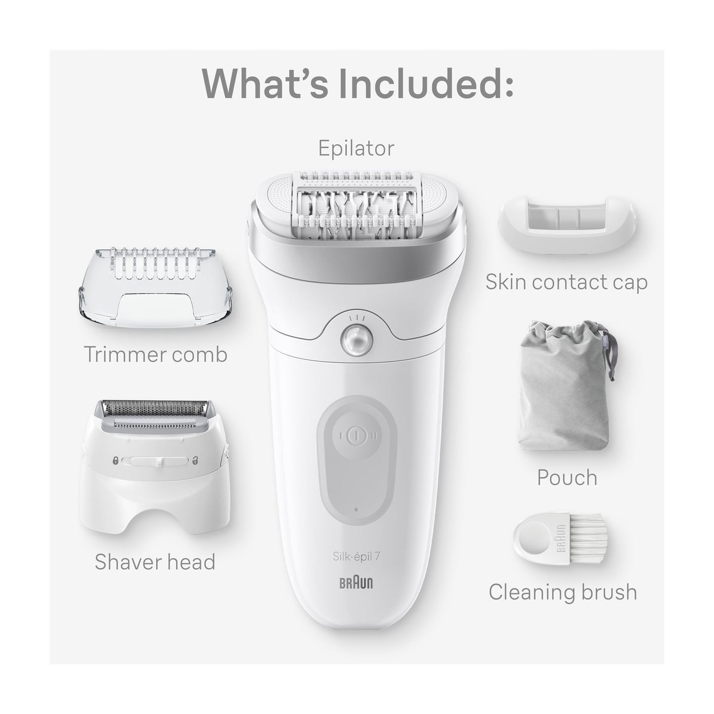 Braun Epilator | SE7-041 Silk épil 7 | Wet & Dry | White/Silver