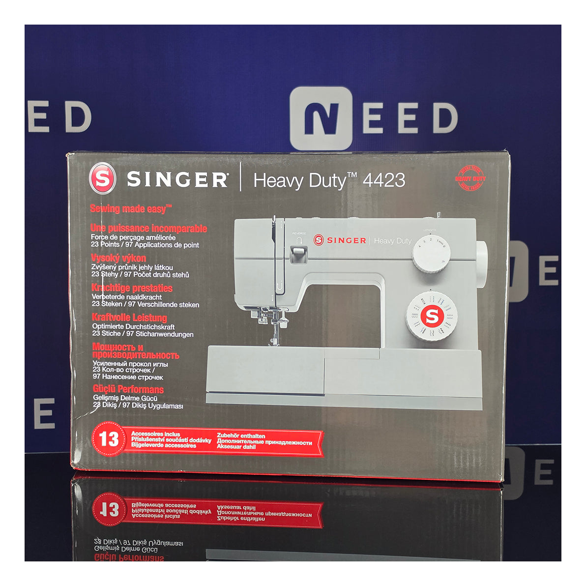 SINGER | Machine à coudre | 4423 Heavy Duty | 23 points | 1 boutonnière | Gris