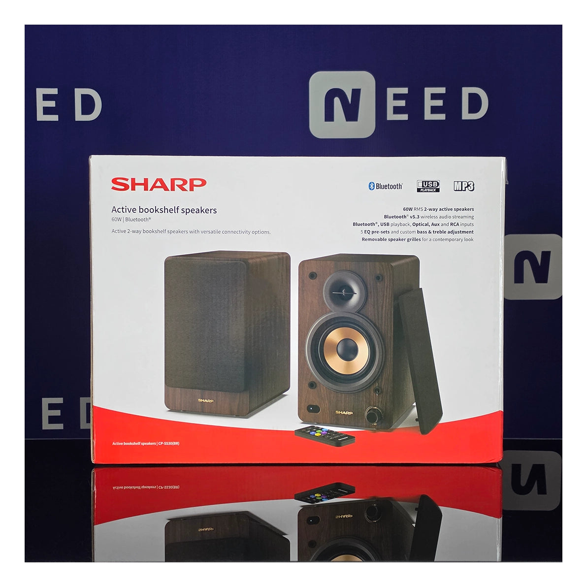 Sharp | Aktive Regallautsprecher | CP-SS30(BR) | 60 W | Bluetooth | Braun