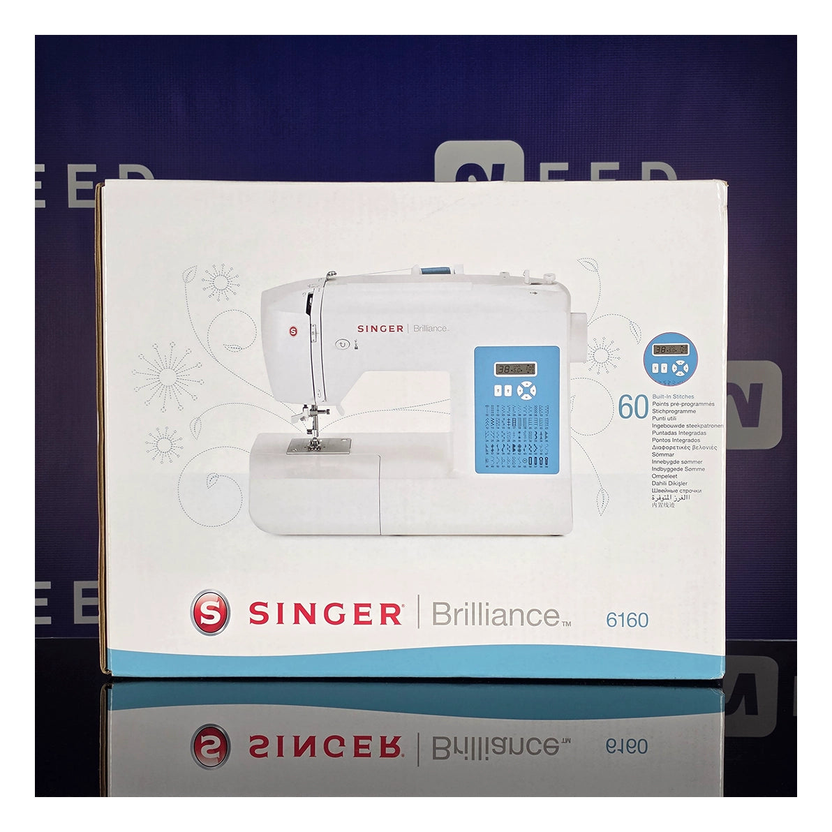 SINGER | Computerized Sewing Machine | 6160 Brilliance | 60 Stitches | 6 Buttonholes | White