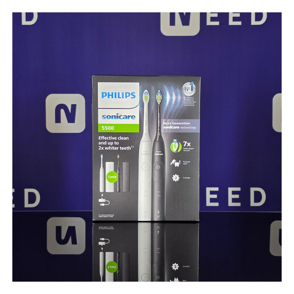 Philips | Brosse à dents électrique, Duo pack | HX7119/02 Sonicare Series 5500 | Rechargeable | Blanc/Noir