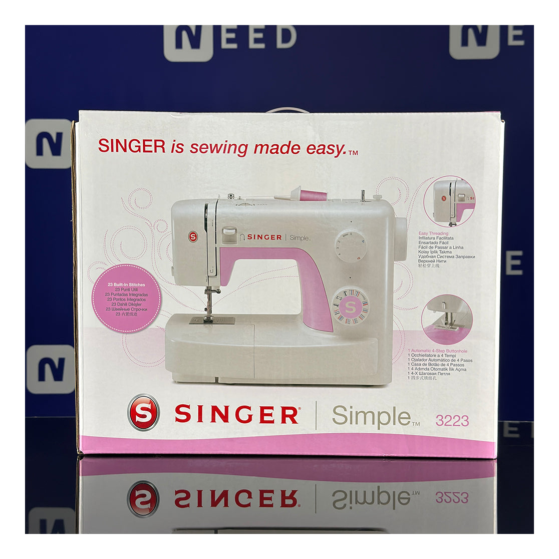 SINGER | Sewing Machine | SIMPLE 3223 | 23 Stitches | 1 Buttonhole | White/Pink