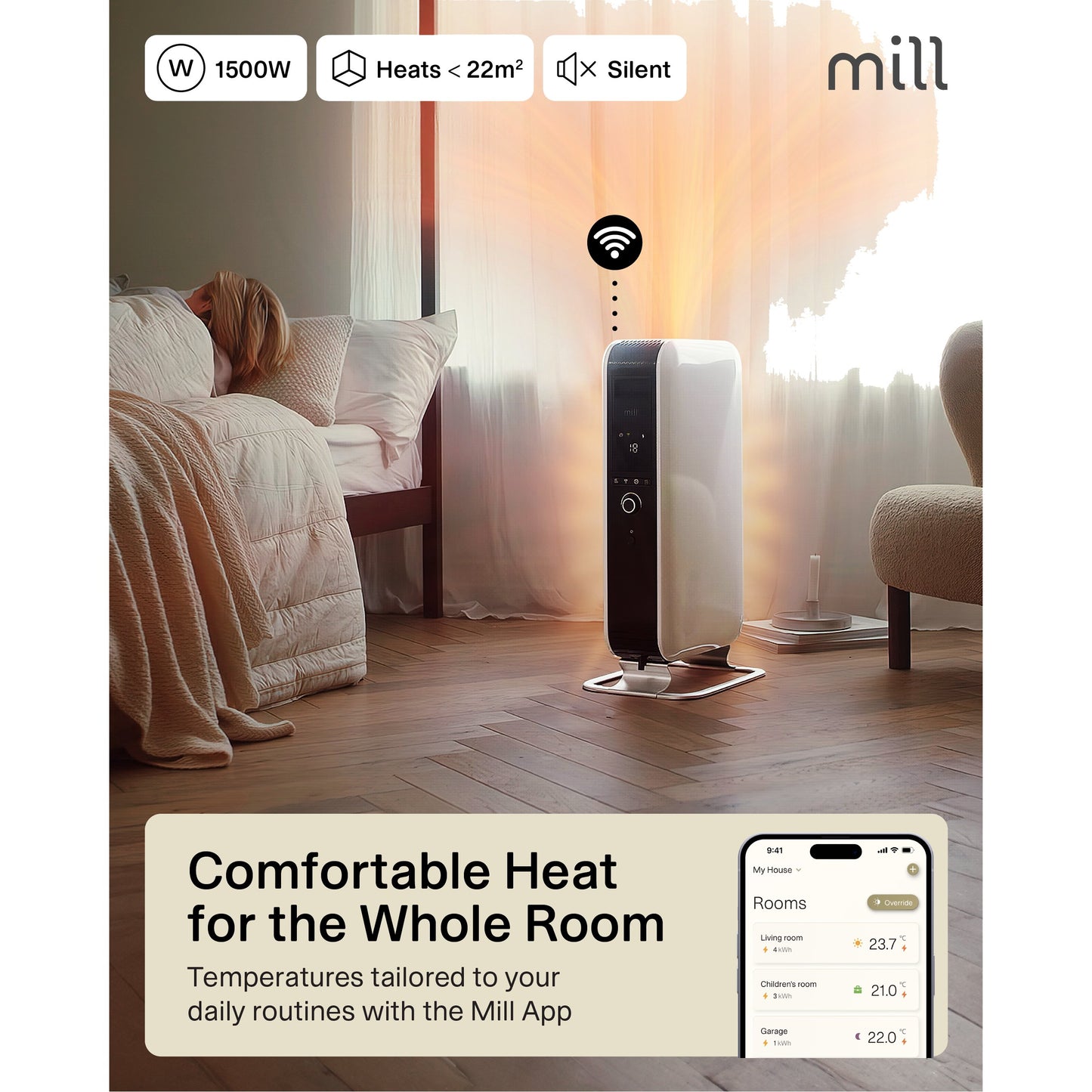 Mill | Heater | OIL1500WIFI3 GEN3 | Oil Filled Radiator | 1500 W