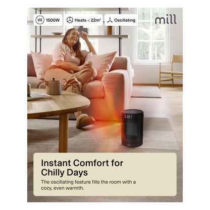 Mill FH1500BLACK | Ceramic fan heater | 1500 W | Suitable for rooms up to 22 m²