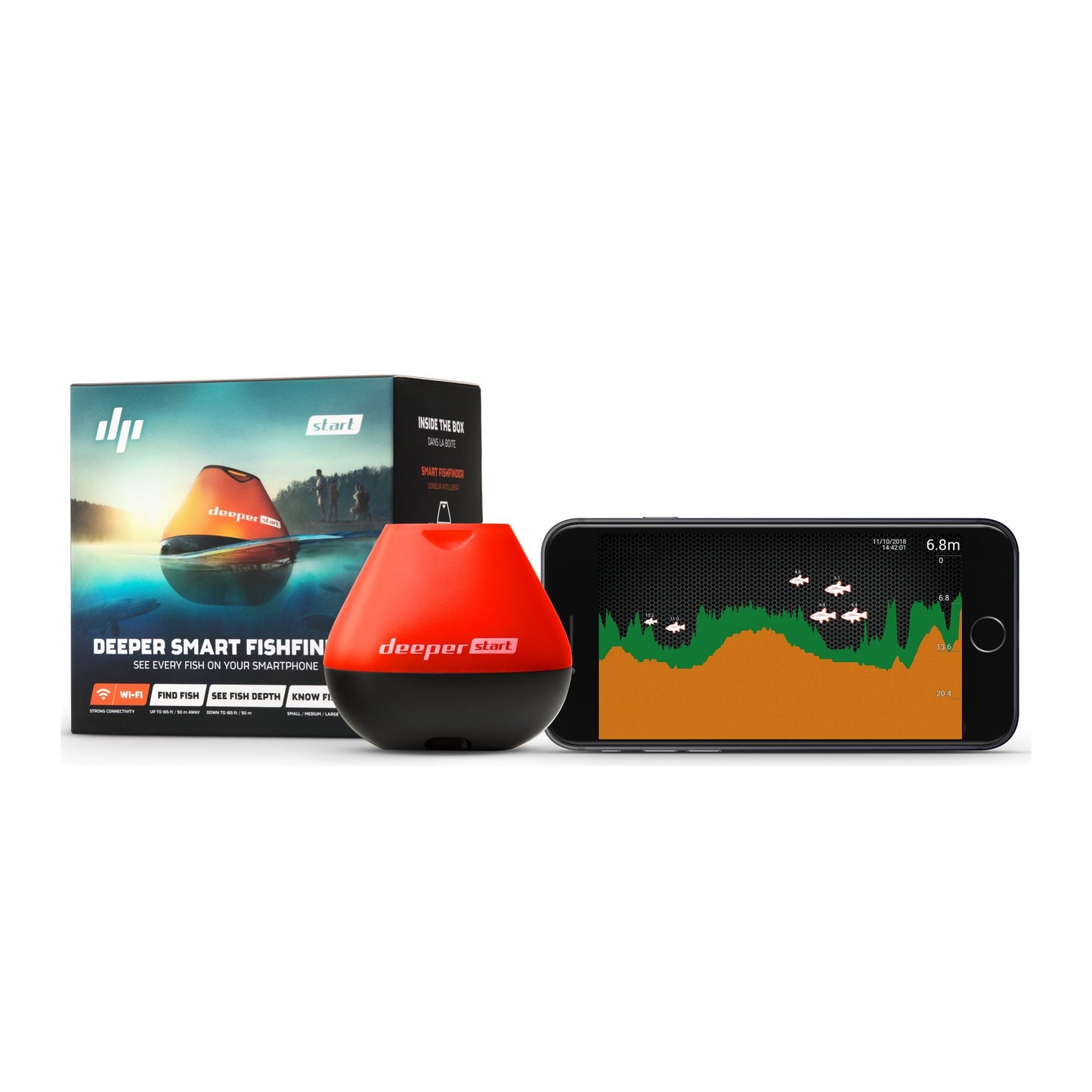 Deeper | Start Smart Fishfinder | Sonar | Wi-Fi | Orange/Black